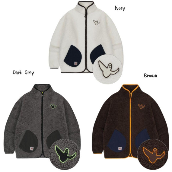 What it isn't Angel Woven Patch Fluffy Zip-up Jumper [韓國連線 D]