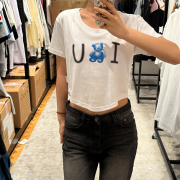 Ambler No.18 Love U Round Hem Crop Short Sleeve T-Shirt [韓國連線 D]