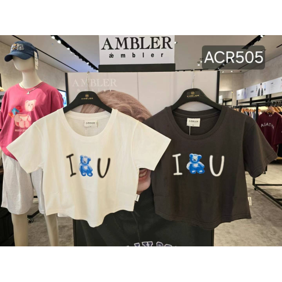 Ambler No.18 Love U Round Hem Crop Short Sleeve T-Shirt [韓國連線 D]