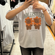 Ambler No.19 Unisex Flower bear Overfit Short Sleeve T-Shirt [韓國連線 D]