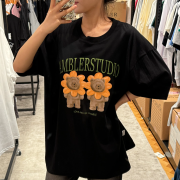 Ambler No.19 Unisex Flower bear Overfit Short Sleeve T-Shirt [韓國連線 D]