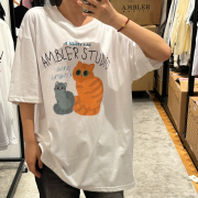 Ambler No.21 Unisex Stray Cat Overfit Short Sleeve T-Shirt [韓國連線 D]