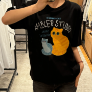 Ambler No.21 Unisex Stray Cat Overfit Short Sleeve T-Shirt [韓國連線 D]