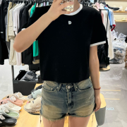 Discovery No.A2 Women's Crop Ringer Short Sleeve T-Shirt [韓國連線 D]