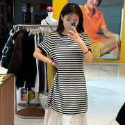 What it isn't No.W16 Women's Striped Puff Short Sleeve One Piece [韓國連線 D]