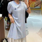 What it isn't No.W16 Women's Striped Puff Short Sleeve One Piece [韓國連線 D]