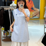 What it isn't No.W16 Women's Striped Puff Short Sleeve One Piece [韓國連線 D]