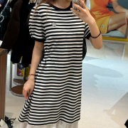 What it isn't No.W16 Women's Striped Puff Short Sleeve One Piece [韓國連線 D]