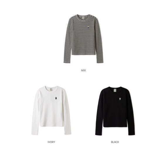 Who.A.U Steve Ribbed Long Sleeve T-shirt [韓國連線 D]‎