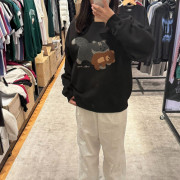 Ambler A2  Cat Biting Teddy Bear Overfit Brushed Sweatshirt [韓國連線 D]