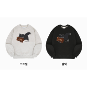 Ambler A2  Cat Biting Teddy Bear Overfit Brushed Sweatshirt [韓國連線 D]