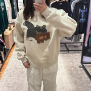 Ambler A2  Cat Biting Teddy Bear Overfit Brushed Sweatshirt [韓國連線 D]