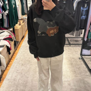 Ambler A2  Cat Biting Teddy Bear Overfit Brushed Sweatshirt [韓國連線 D]