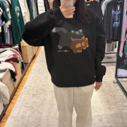 Ambler A2  Cat Biting Teddy Bear Overfit Brushed Sweatshirt [韓國連線 D]