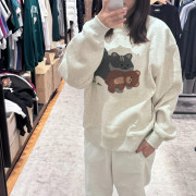 Ambler A2  Cat Biting Teddy Bear Overfit Brushed Sweatshirt [韓國連線 D]