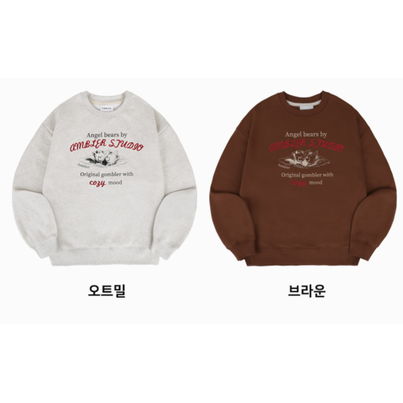 Ambler A4 Angel Bears Overfit Brushed Sweatshirt [韓國連線 D]