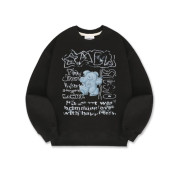 Ambler A6 Vintage Blue Bear Overfit Brushed Sweatshirt [韓國連線 D]