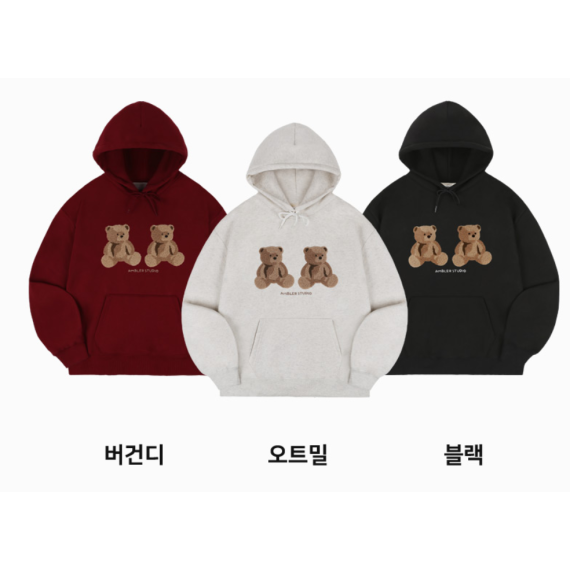 Ambler A12 Big Twin Bear Overfit Hoodie [韓國連線 D]