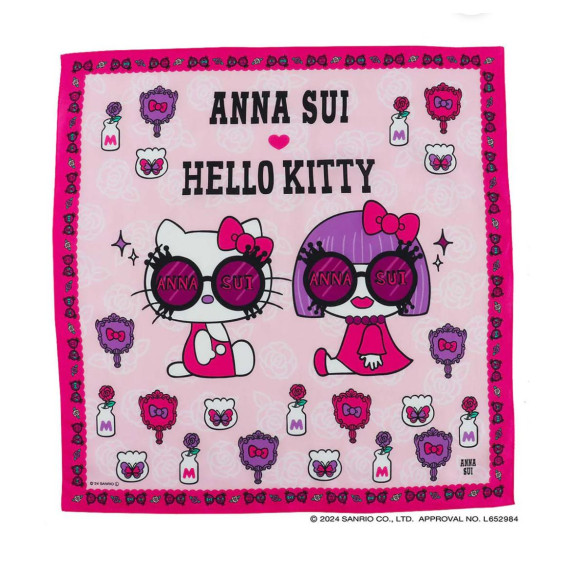 日本直送 Anna Sui x Hello Kitty 50週年 印花手帕 (52 x 52cm) / 三色入