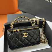 Chanel Handle 連鏡長形 Box Bag 連禮盒 (黑色拼金Logo)