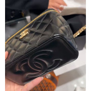 Chanel Handle 連鏡長形 Box Bag 連禮盒 (黑色拼金Logo)