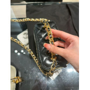 Chanel Handle 連鏡長形 Box Bag 連禮盒 (黑色拼金Logo)