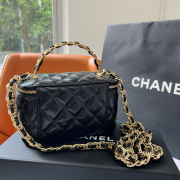 Chanel Handle 連鏡長形 Box Bag 連禮盒 (黑色拼金Logo)