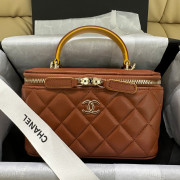 Chanel Handle 連鏡 Box Bag 連禮盒 (啡色拼金Logo)