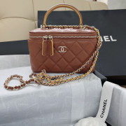 Chanel Handle 連鏡 Box Bag 連禮盒 (啡色拼金Logo)