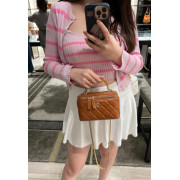 Chanel Handle 連鏡 Box Bag 連禮盒 (啡色拼金Logo)