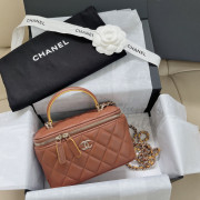 Chanel Handle 連鏡 Box Bag 連禮盒 (啡色拼金Logo)