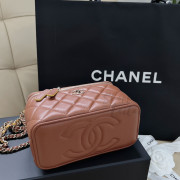 Chanel Handle 連鏡 Box Bag 連禮盒 (啡色拼金Logo)