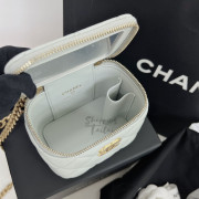 Chanel 山茶花金扣連鏡小盒子 (灰藍色)(可調節長短)