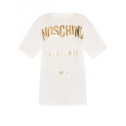 Moschino 燙金純文字 Logo 寬鬆版短袖 Tee (白色)