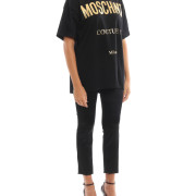 Moschino 燙金純文字 Logo 寬鬆版短袖 Tee (黑色)